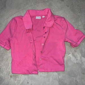 Aritzia Sunday Best Audio Top - Cropped Knit Buttondown Polo